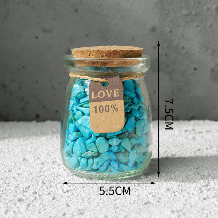 Bouteille à souhaits en cristal de gravier et pierres précieuses naturelles Olivenorma