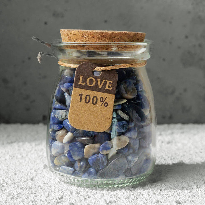 Bouteille à souhaits en cristal de gravier et pierres précieuses naturelles Olivenorma