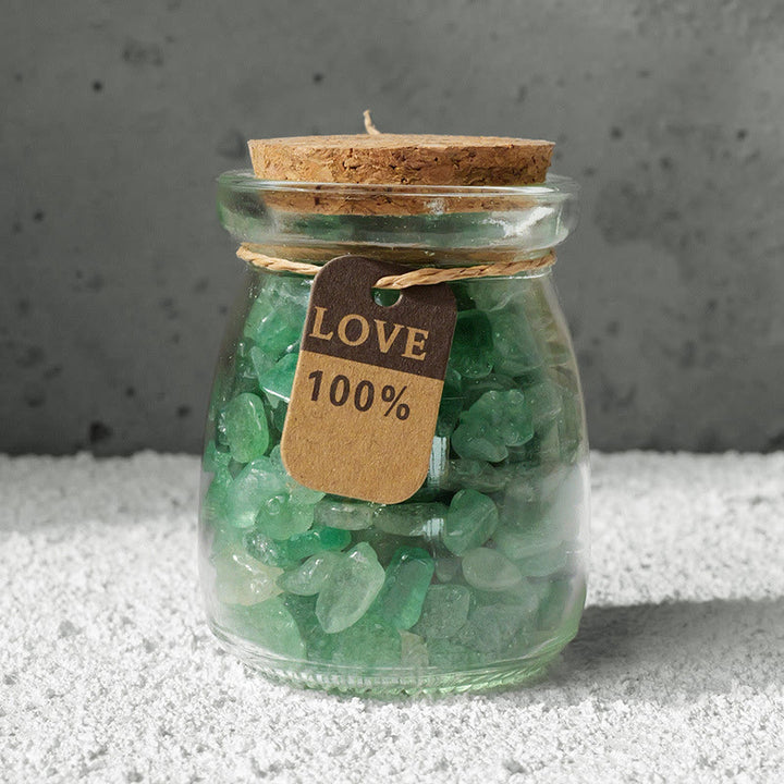 Bouteille à souhaits en cristal de gravier et pierres précieuses naturelles Olivenorma