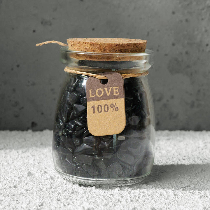 Bouteille à souhaits en cristal de gravier et pierres précieuses naturelles Olivenorma