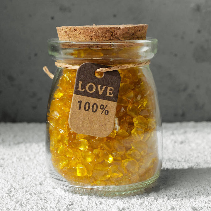 Bouteille à souhaits en cristal de gravier et pierres précieuses naturelles Olivenorma