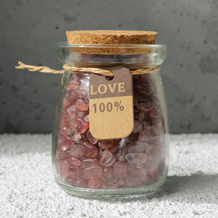 Bouteille à souhaits en cristal de gravier et pierres précieuses naturelles Olivenorma