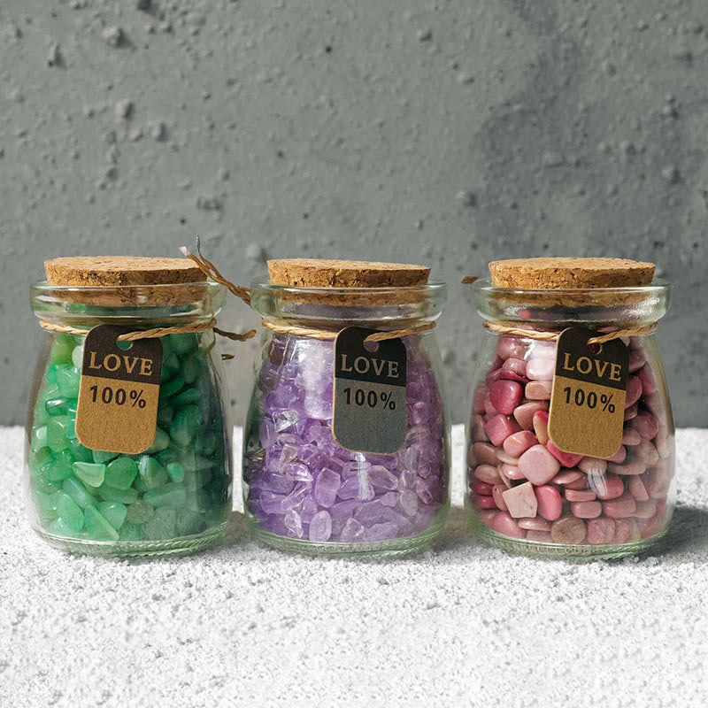 Bouteille à souhaits en cristal de gravier et pierres précieuses naturelles Olivenorma