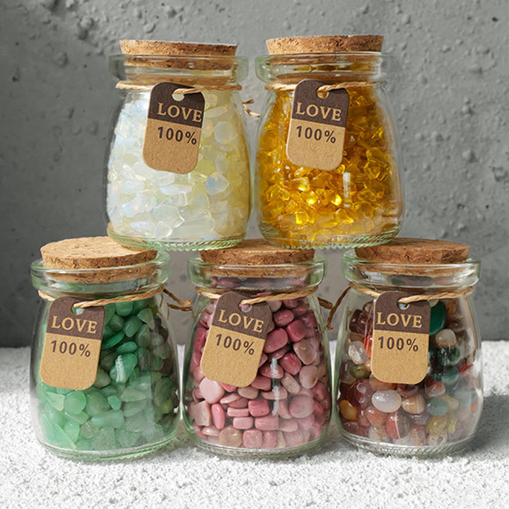 Bouteille à souhaits en cristal de gravier et pierres précieuses naturelles Olivenorma