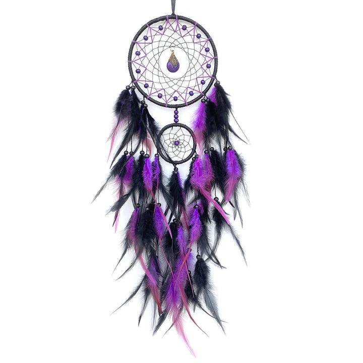 Pendentif attrape-rêves en pierre naturelle à double anneau Olivenorma