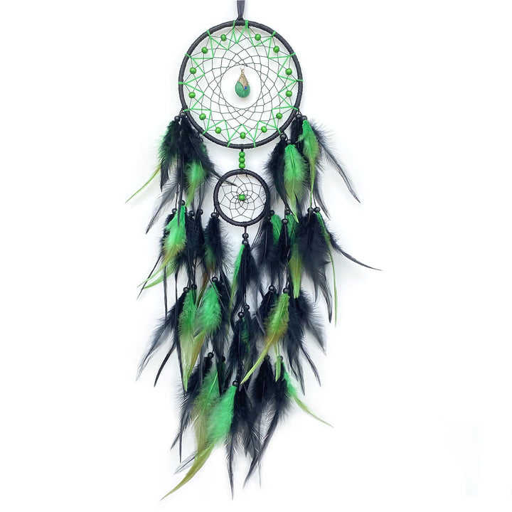 Pendentif attrape-rêves en pierre naturelle à double anneau Olivenorma