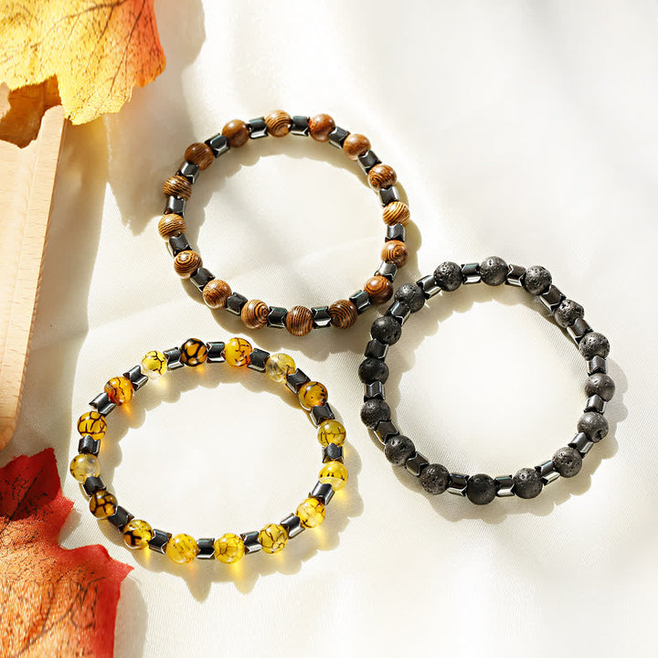 Bracelet en perles d'hématite géométriques Olivenorma