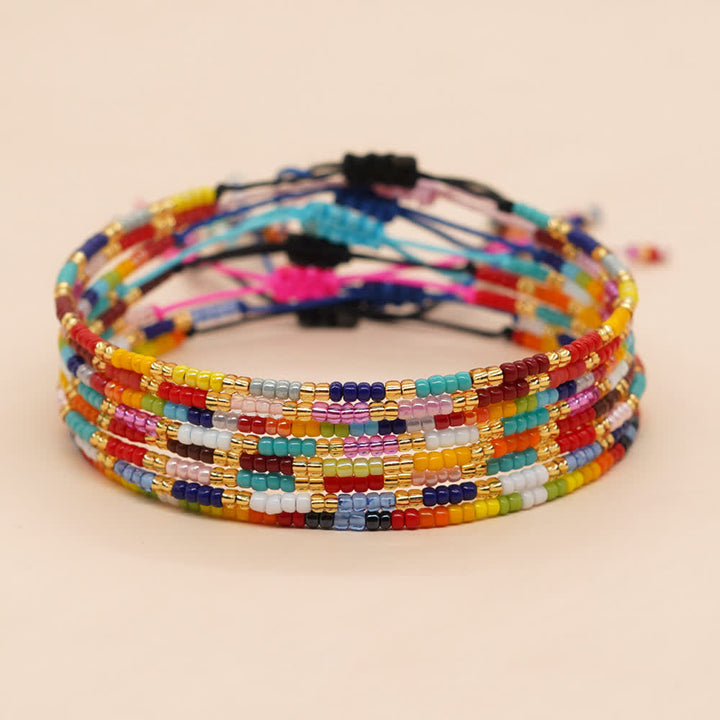 Bracelet ajustable en perles de riz colorées Olivenorma