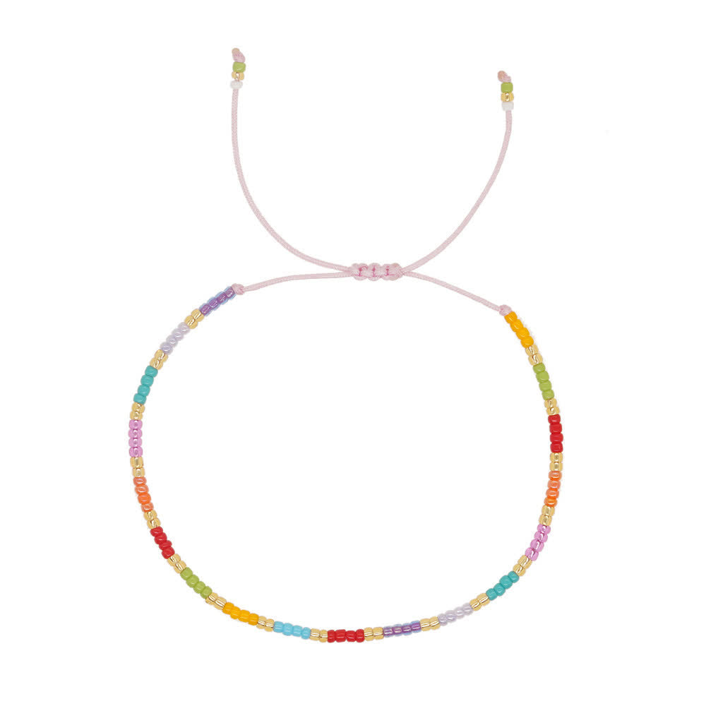 Bracelet ajustable en perles de riz colorées Olivenorma