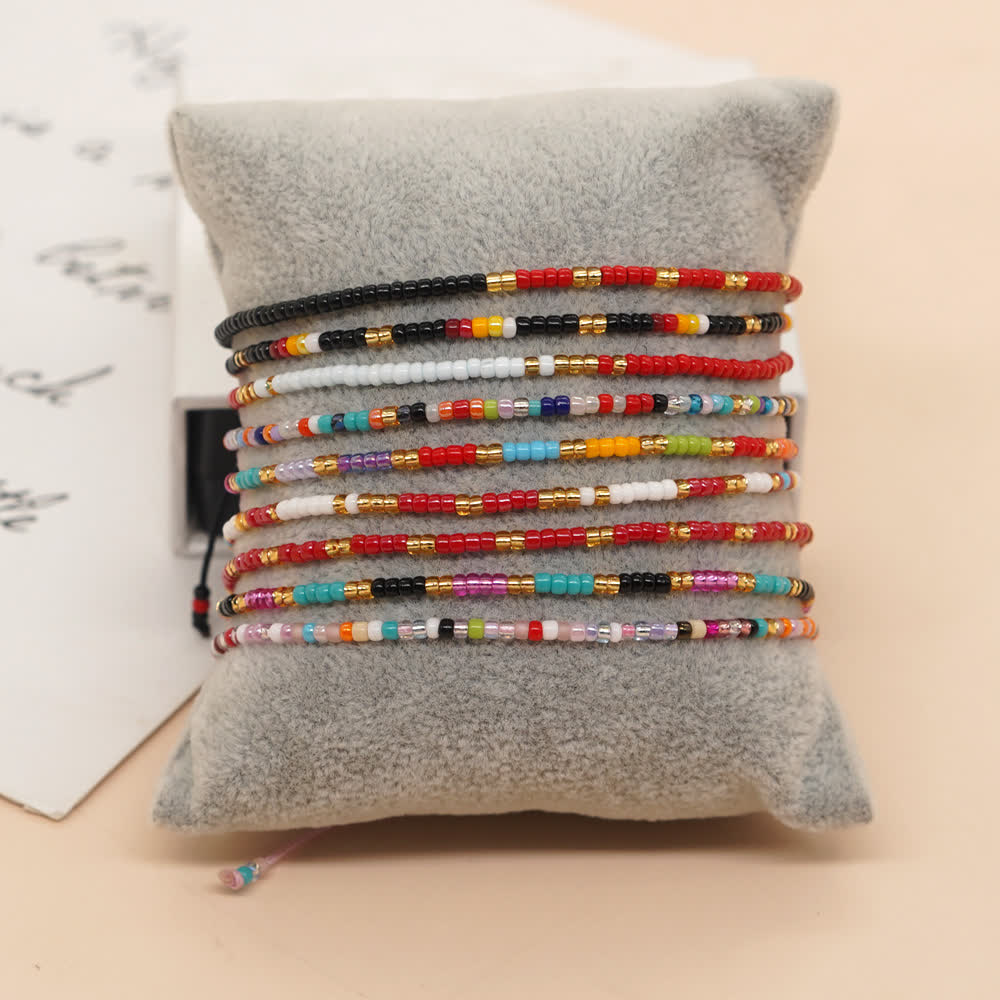 Bracelet ajustable en perles de riz colorées Olivenorma