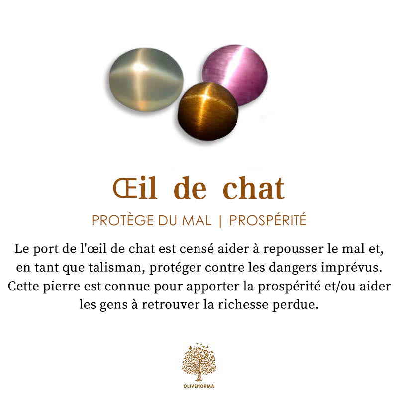 Collier en pierre œil de chat en forme de goutte de lotus double Olivenorma