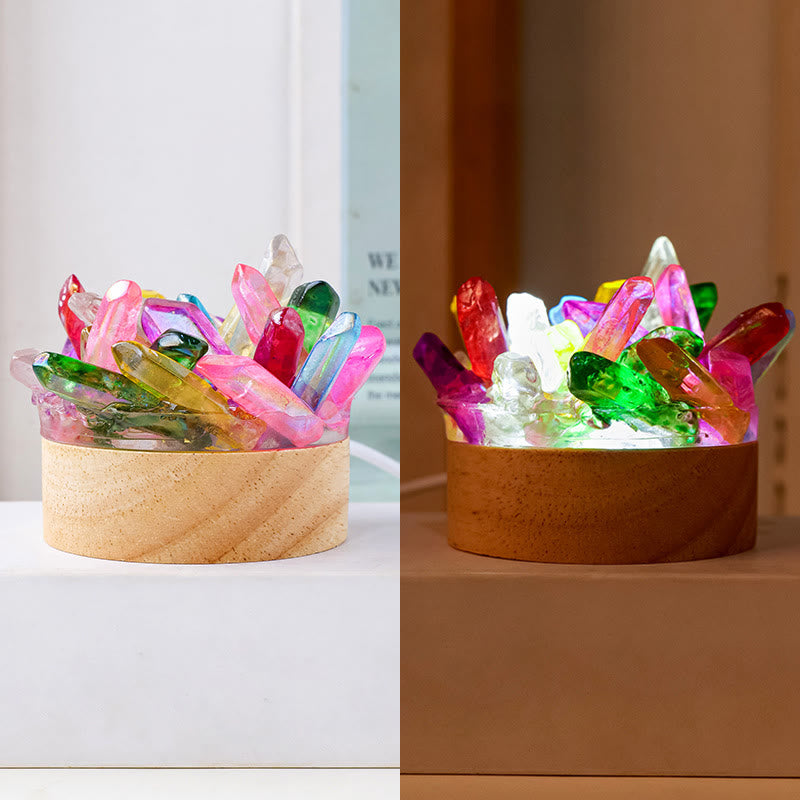 Lampe de nuit en cristal avec pierre brute Olivenorma