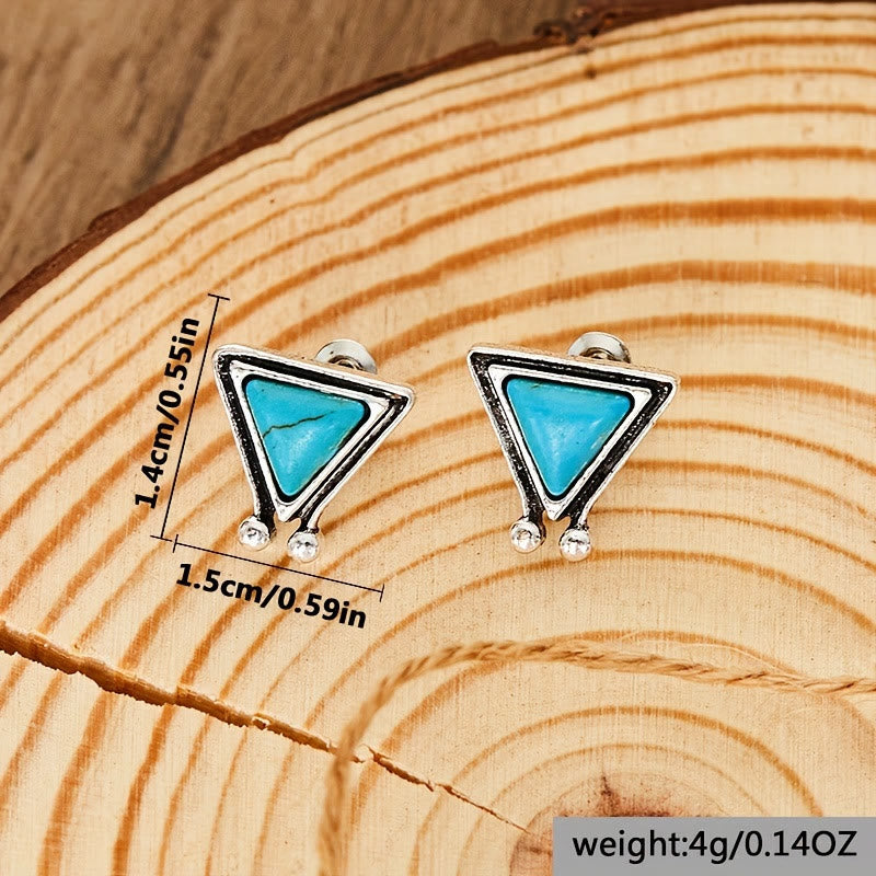 Boucles d'oreilles à tige en turquoise naturelle triangulaire Olivenorma