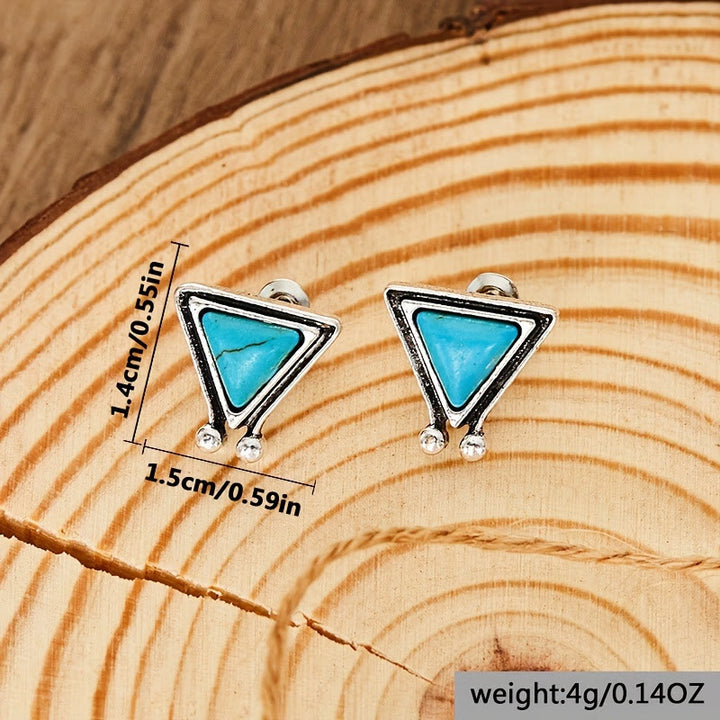Boucles d'oreilles à tige en turquoise naturelle triangulaire Olivenorma