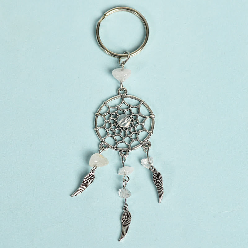 Porte-clés attrape-rêves en mini pierres précieuses naturelles Olivenorma - Quartz clair - image 3