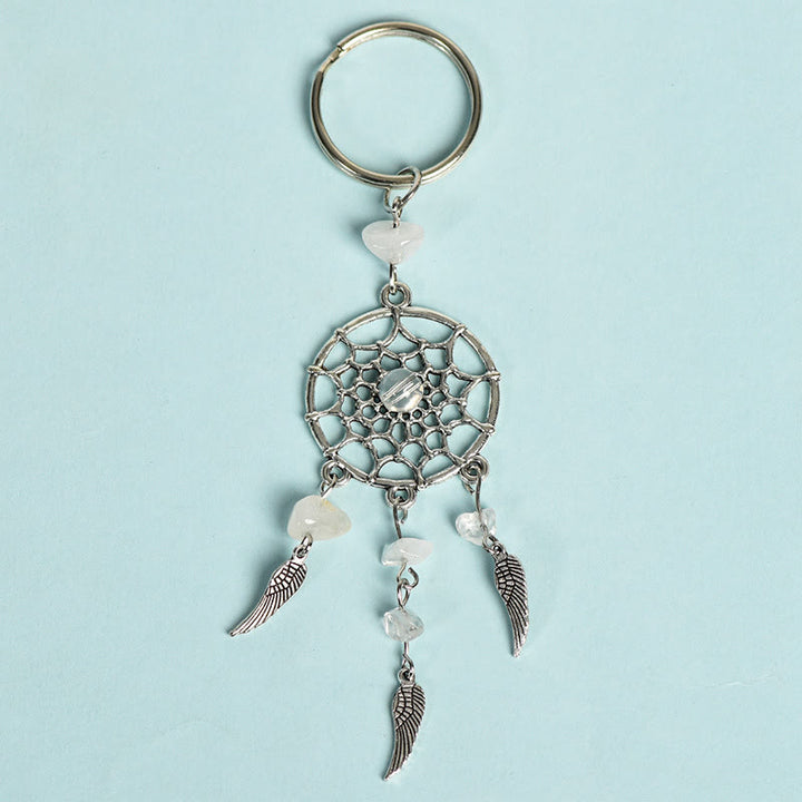 Porte-clés attrape-rêves en mini pierres précieuses naturelles Olivenorma - Quartz clair - image 3