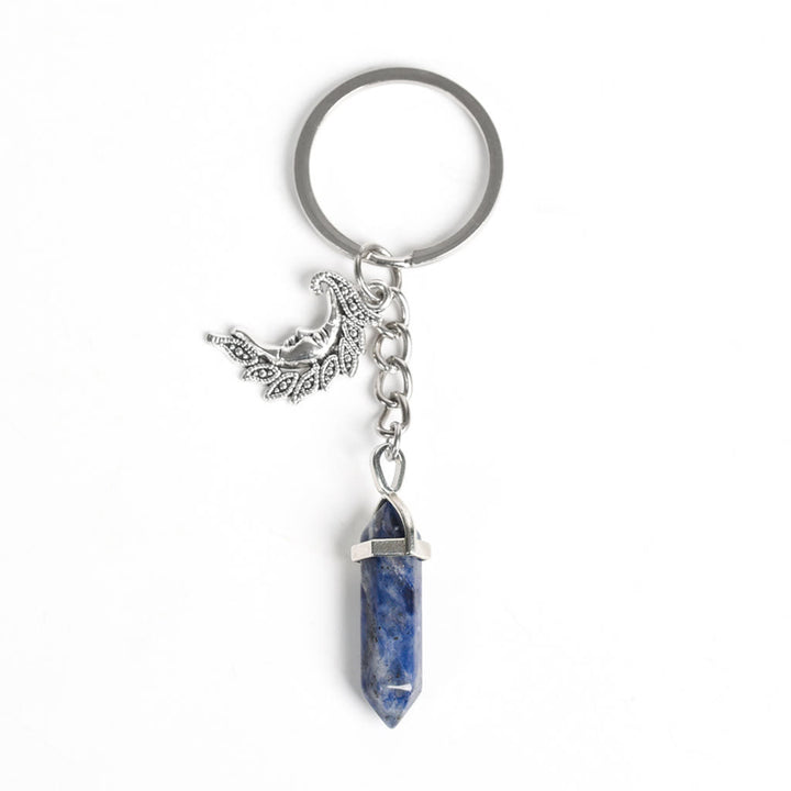 Porte-clés de guérison en véritable prisme avec pierre précieuse Lune et Soleil Olivenorma