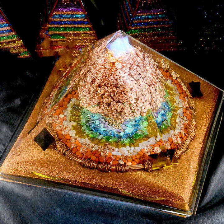 Olivenorma 31cm Pyramide Orgone à Effet Complet Énorme Spire d'Énergie
