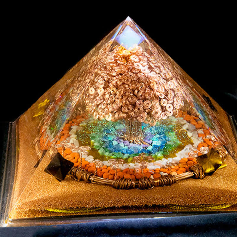 Olivenorma 31cm Pyramide Orgone à Effet Complet Énorme Spire d'Énergie