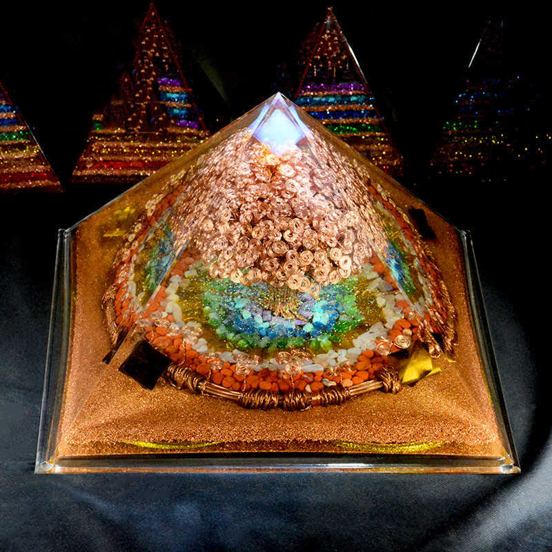 Olivenorma 31cm Pyramide Orgone à Effet Complet Énorme Spire d'Énergie
