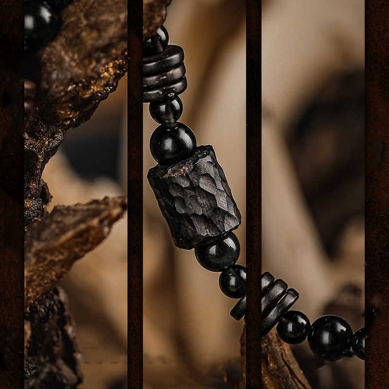 Bracelet empilable de perles en jaspe et obsidienne Olivenorma