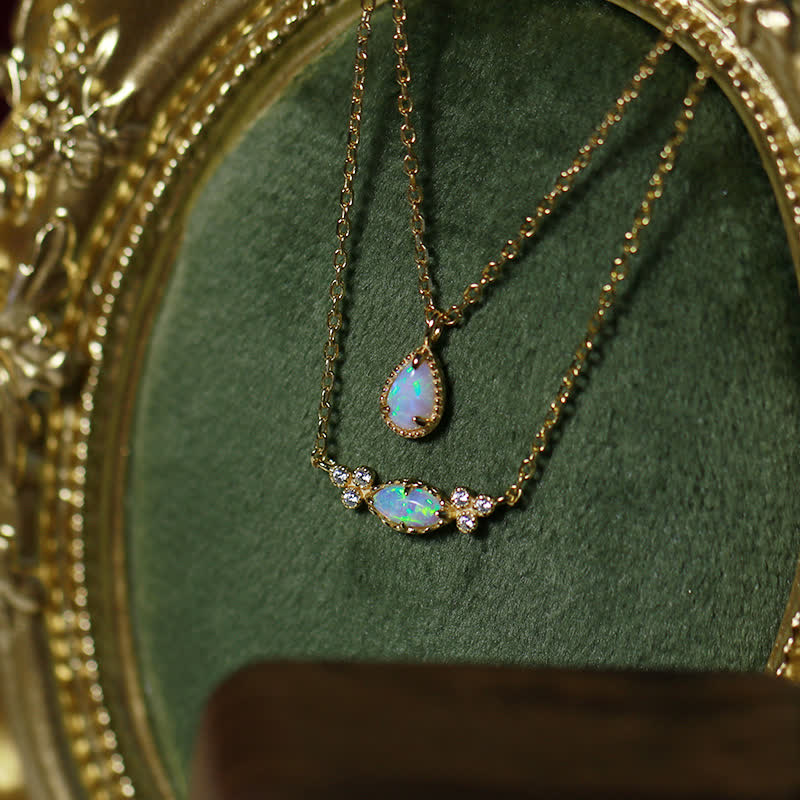 Collier avec pendentif en forme de goutte d'eau en opale naturelle Olivenorma