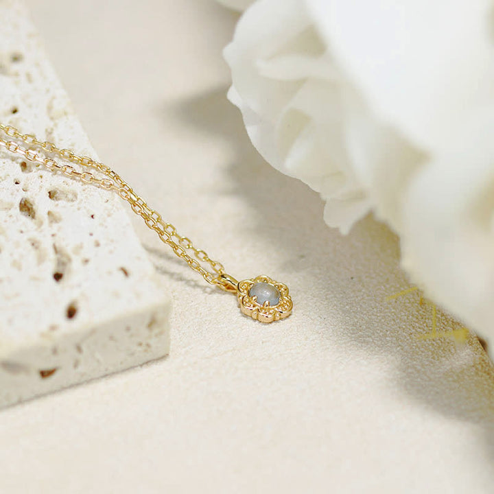 Collier en argent sterling avec fleur d'aigue-marine naturelle Olivenorma