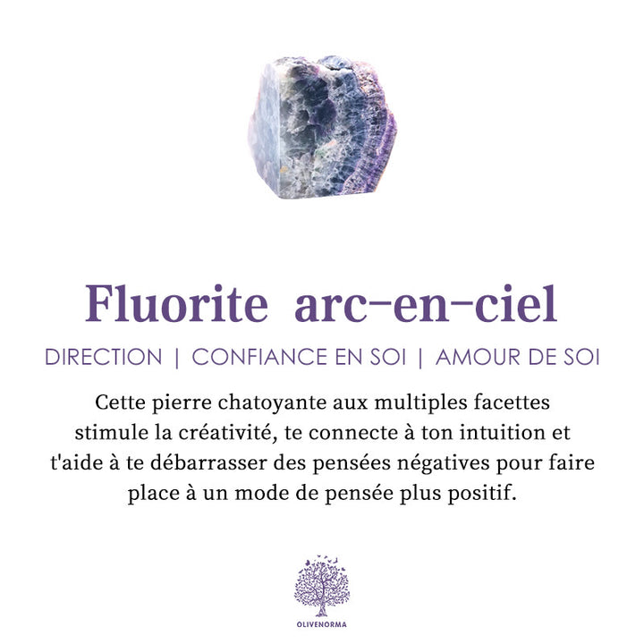 Collier de perles Mala Olivenorma en fluorite arc-en-ciel, améthyste, labradorite empereur