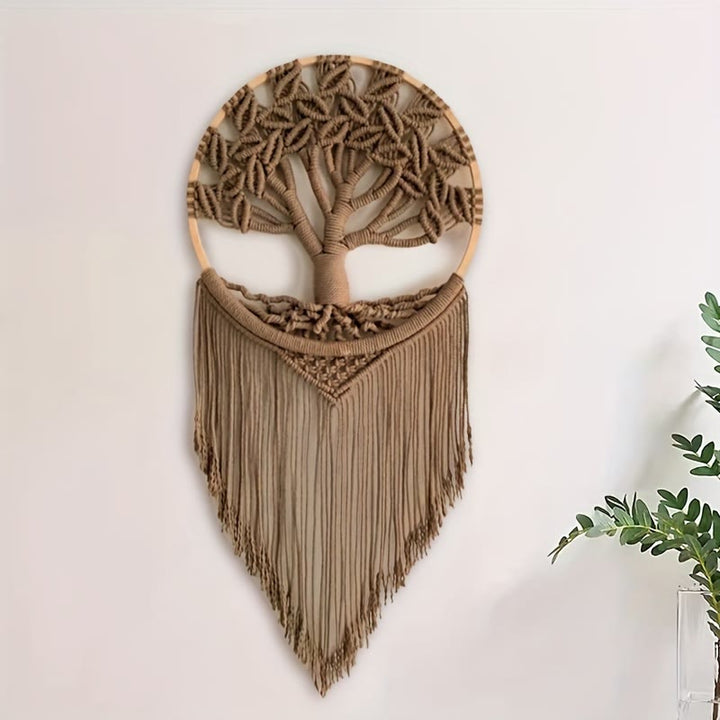 Décoration murale à suspendre en forme d'arbre de vie tissé à la main Olivenorma