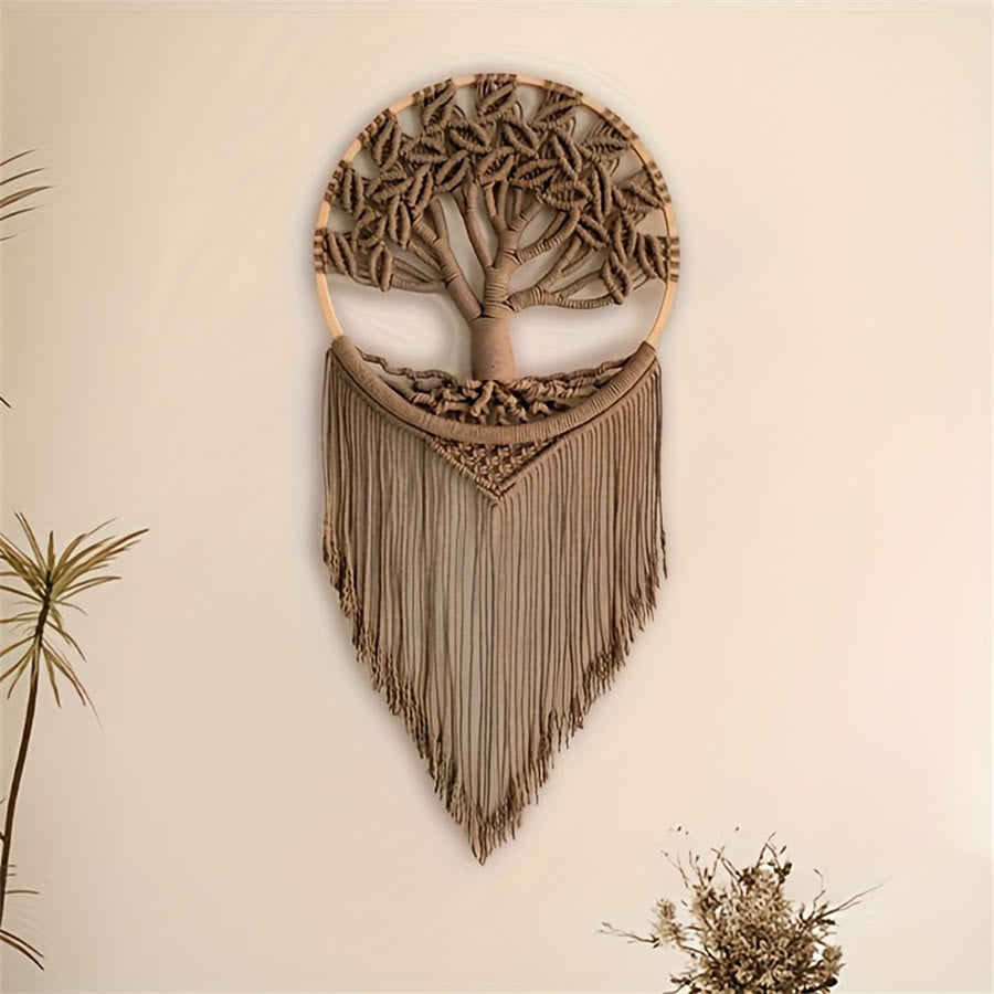 Décoration murale à suspendre en forme d'arbre de vie tissé à la main Olivenorma