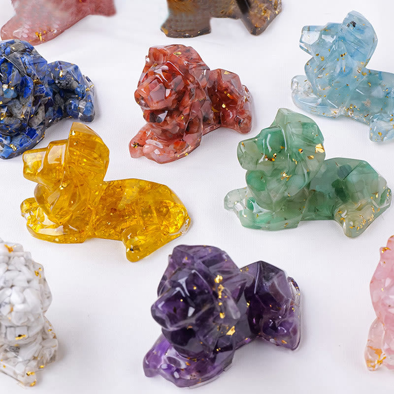 Décoration en pierre précieuse de lion en pierre naturelle Olivenorma