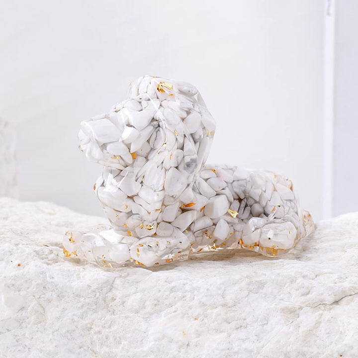 Décoration en pierre précieuse de lion en pierre naturelle Olivenorma