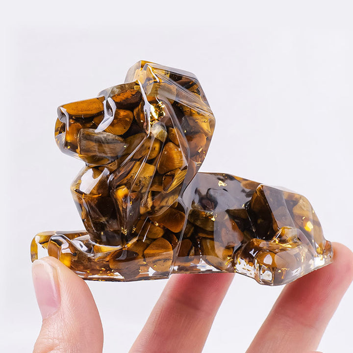 Décoration en pierre précieuse de lion en pierre naturelle Olivenorma