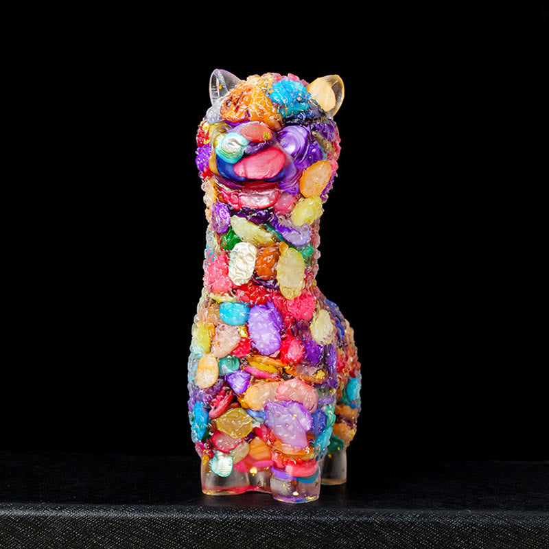 Statue d'alpaga en pierre naturelle Olivenorma Décoration en pierres précieuses