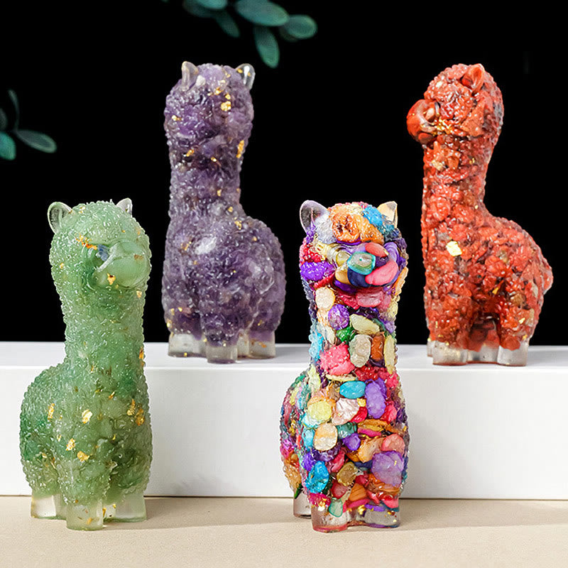 Statue d'alpaga en pierre naturelle Olivenorma Décoration en pierres précieuses