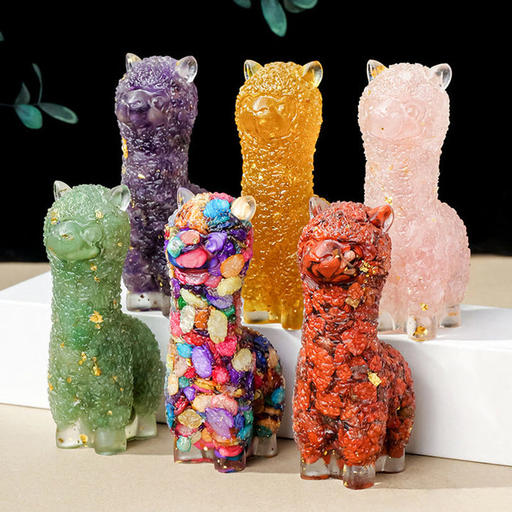 Statue d'alpaga en pierre naturelle Olivenorma Décoration en pierres précieuses