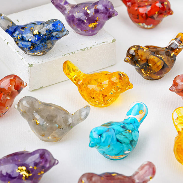 Sculpture d'oiseau en cristal naturel Olivenorma Décoration en pierres précieuses