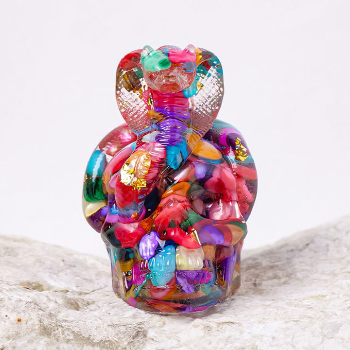 Statue de crâne de serpent en pierre véritable Olivenorma Décoration en pierres précieuses