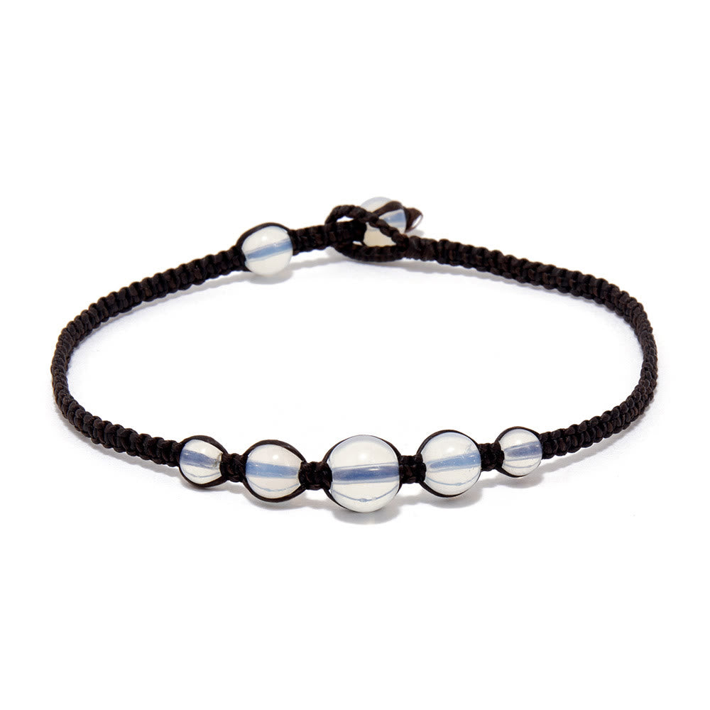 Bracelet de cheville tressé réglable fait main en opale Olivenorma