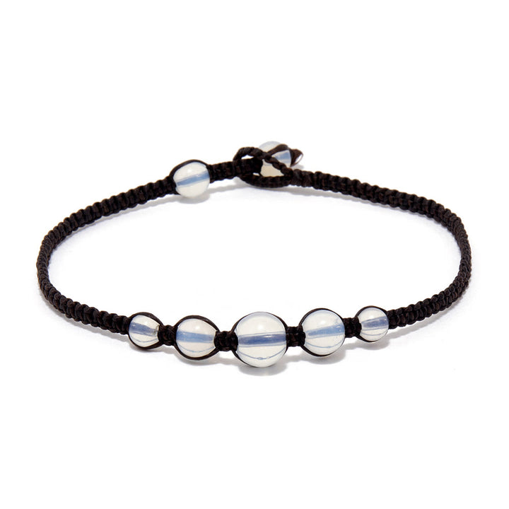 Bracelet de cheville tressé réglable fait main en opale Olivenorma