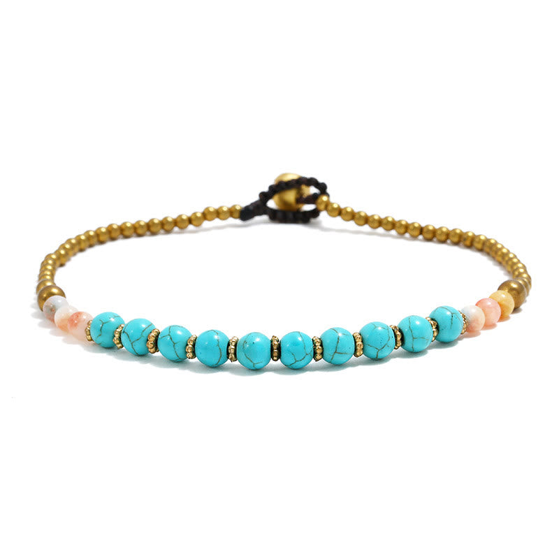 Bracelet de cheville en perles de pierre turquoise Boho Olivenorma