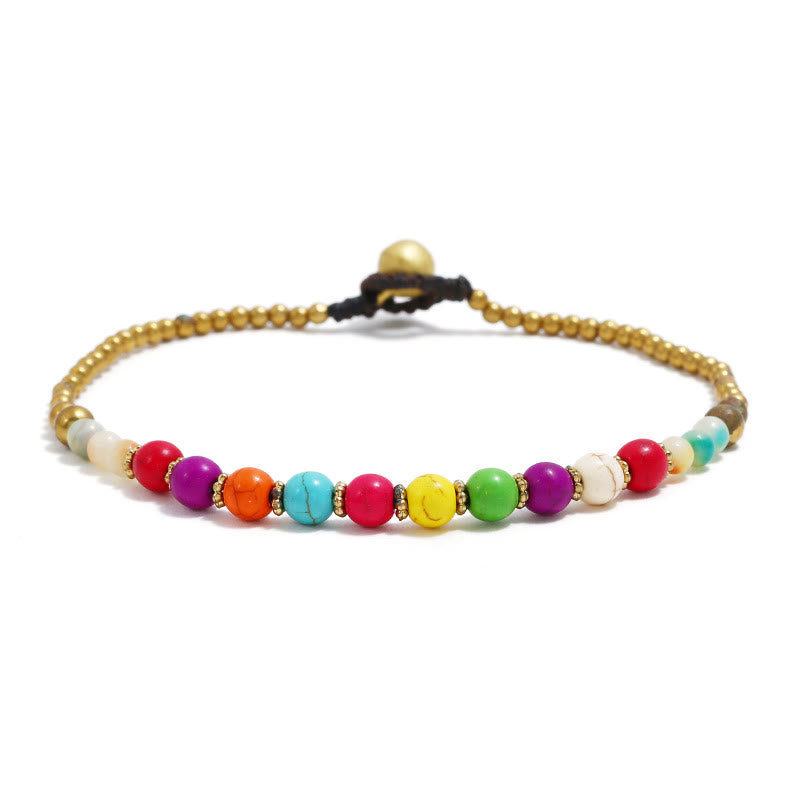 Bracelet de cheville en perles de pierre turquoise Boho Olivenorma