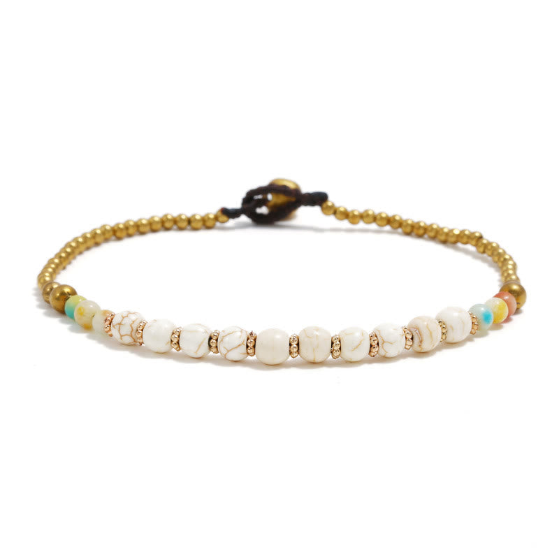 Bracelet de cheville en perles de pierre turquoise Boho Olivenorma