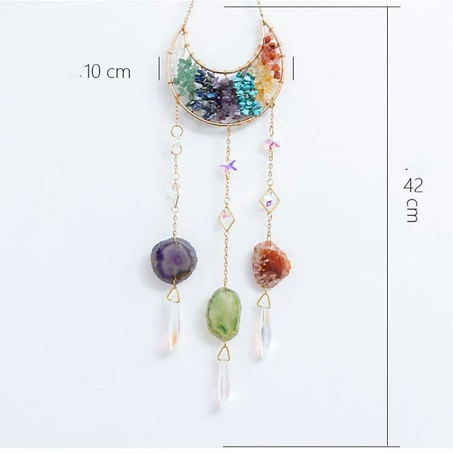 Carillon éolien en forme de croissant inversé à 7 couleurs de chakra d'Olivenorma