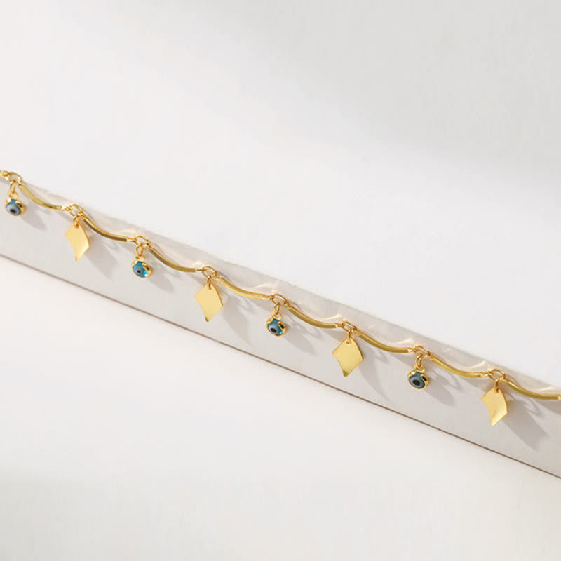 Bracelet de cheville plaqué or 18 carats Olivenorma pour protection contre le mauvais œil