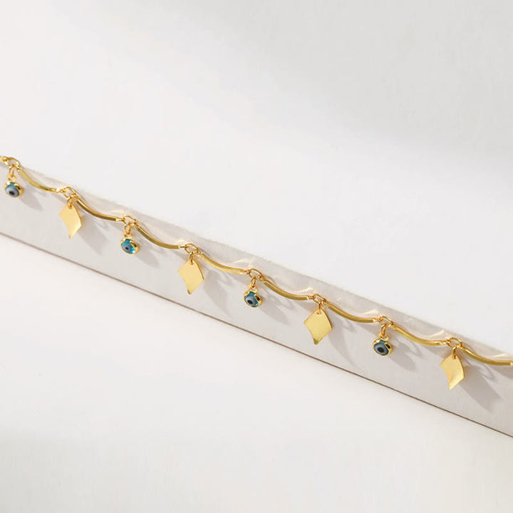 Bracelet de cheville plaqué or 18 carats Olivenorma pour protection contre le mauvais œil