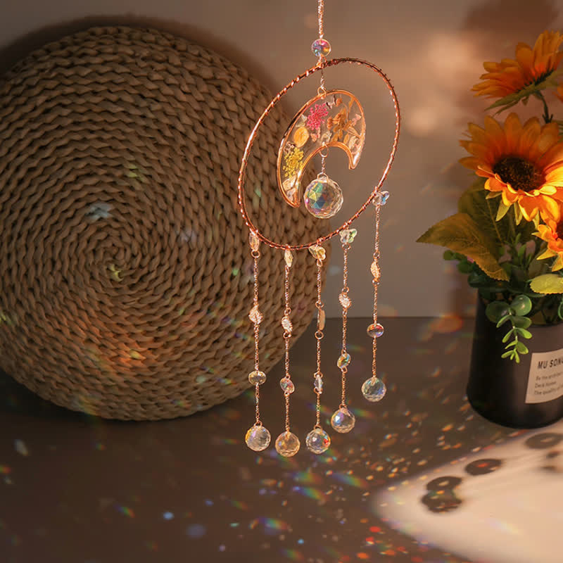 Pendentif carillon éolien en forme de lune avec impression époxy Olivenorma