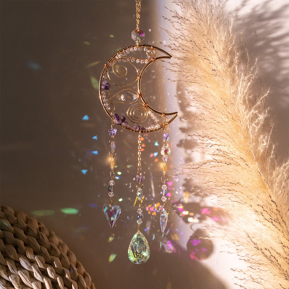 Pendentif carillon éolien en cristal transparent améthyste Olivenorma