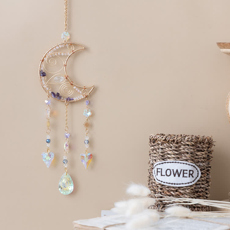Pendentif carillon éolien en cristal transparent améthyste Olivenorma