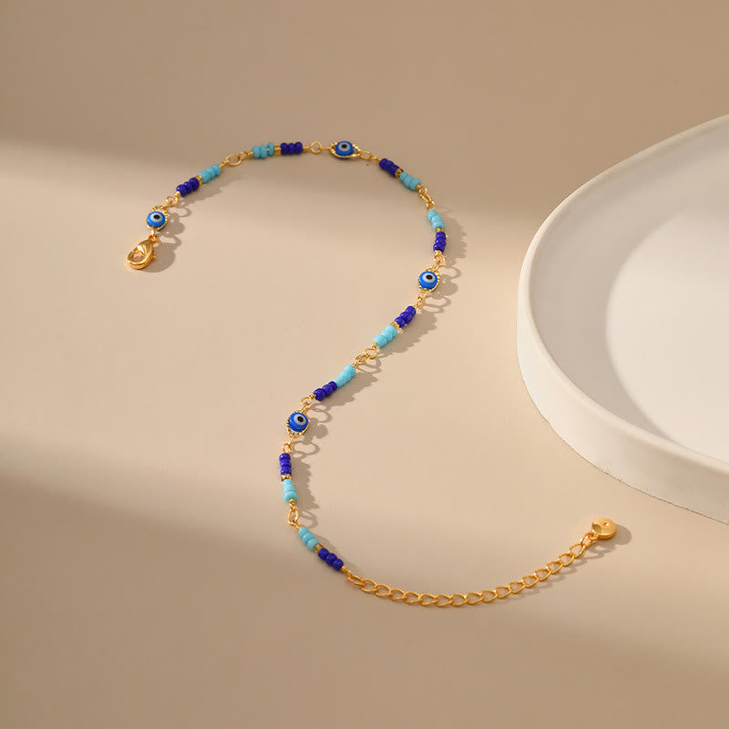 Bracelet de cheville perlé de protection contre le mauvais œil de style bohème Olivenorma